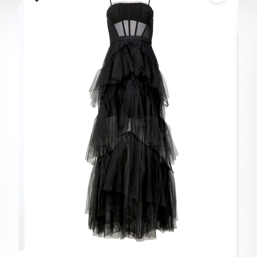 BCBGMAXAZRIA Black Tulle Essential Gown - Excellent size 0